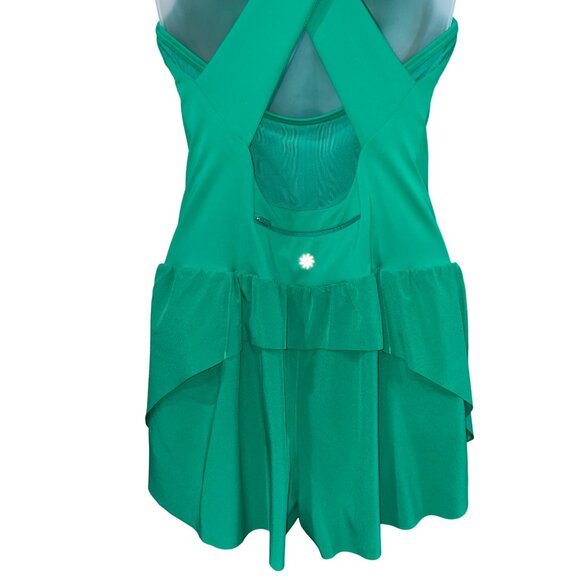 Athleta Runsie Green Athletic Skort Romper With Cross Back Design For Women - M - Picture 5 of 10